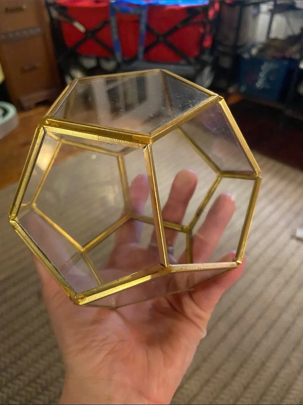 Gold Glass Geometric Terrarium Vase - Unbranded